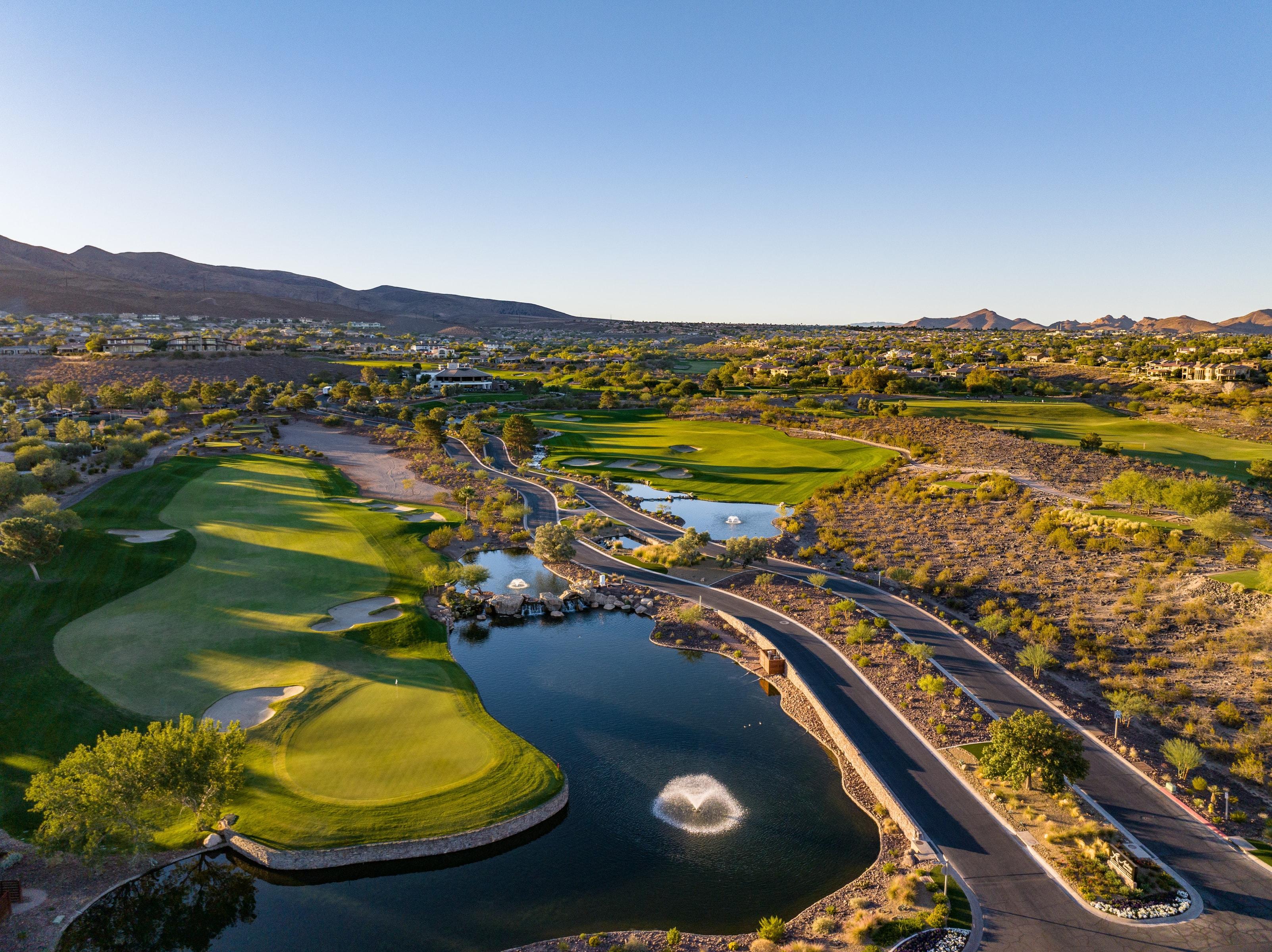 Anthem Country Club golf course, lake and surrounding landscape