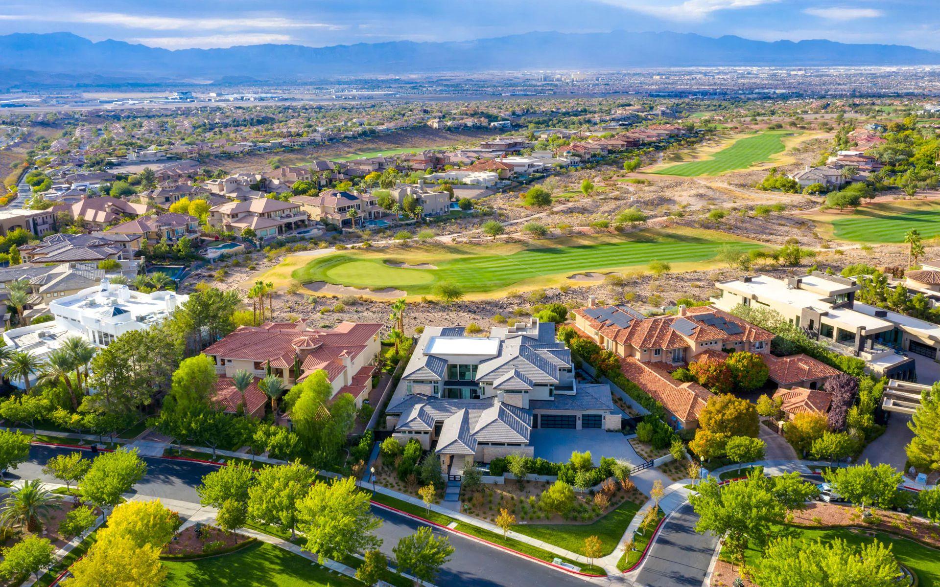 Aerial view of Seven Hills homes and golf course
